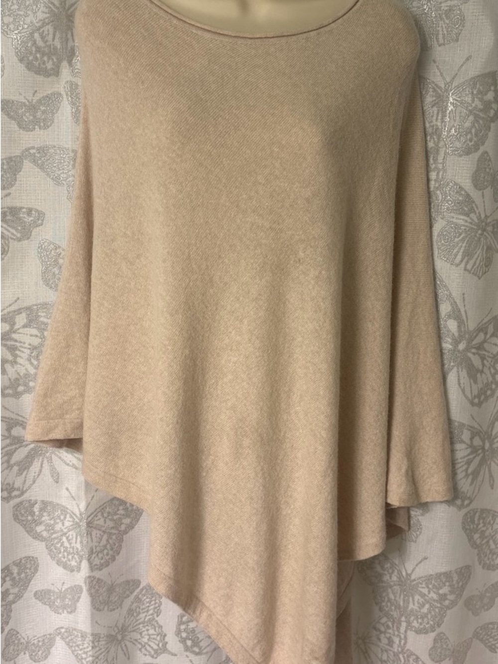 Lightweight Cream Knit Poncho Sweater